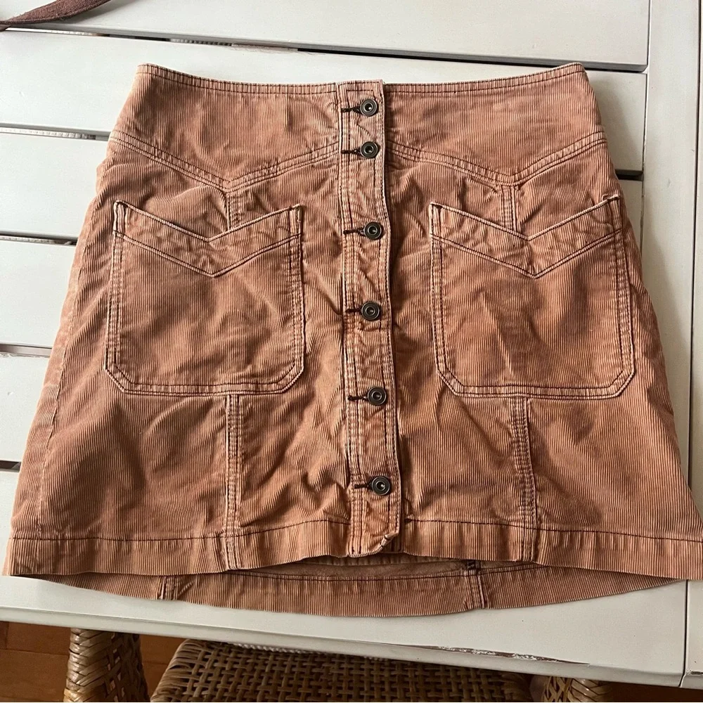 Free People Corduroy Skirt Tan Sz 6
